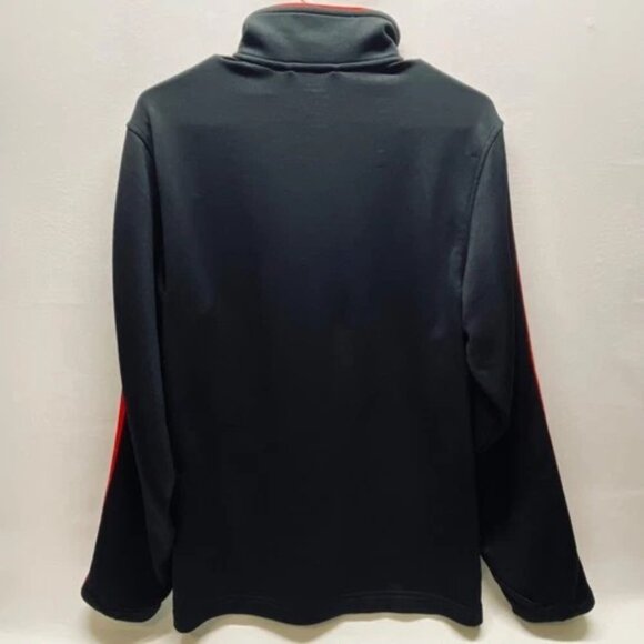Adidas Performance 1/4 Zip Jacket Men's Small Black Red 3 Stripe Shoulder Pocket - Picture 3 of 11